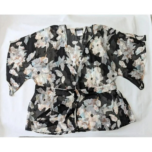 INC International Concepts Blossom-Print Belted Kimono in Neutral O/S (MSRP $49) - Picture 2 of 6
